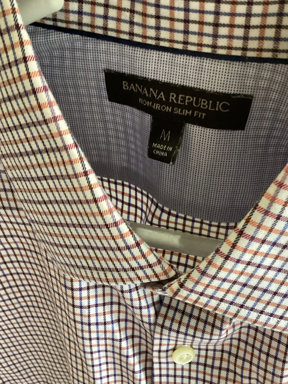 Banana Republic Men's Purple & White Check Button-Down Shirt